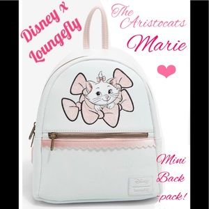 LOUNGEFLY DISNEY THE ARISTOCATS Marie Pastel Pink Velvet MINI BACKPACK!